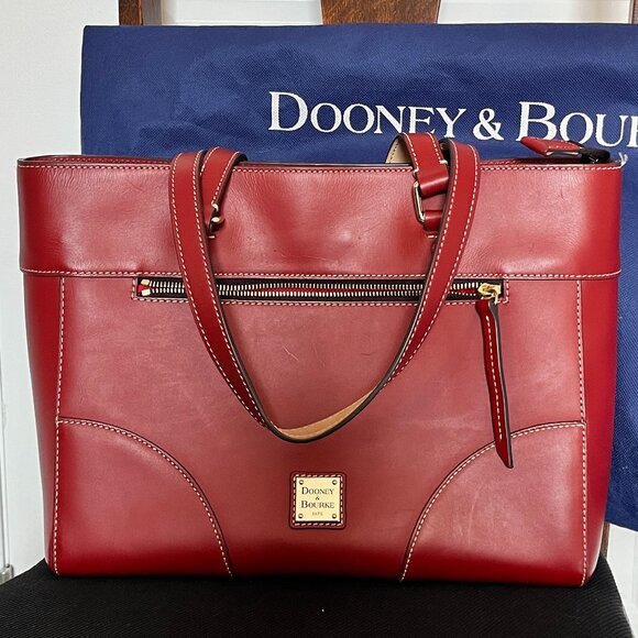 Dooney & Bourke Handbags - Dooney & Bourke Smooth Leather Deep Red Tote
